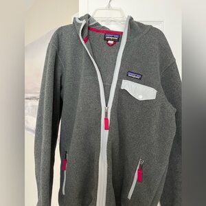 Patagonia Zip Up Jacket, Grey and Pink, Size M